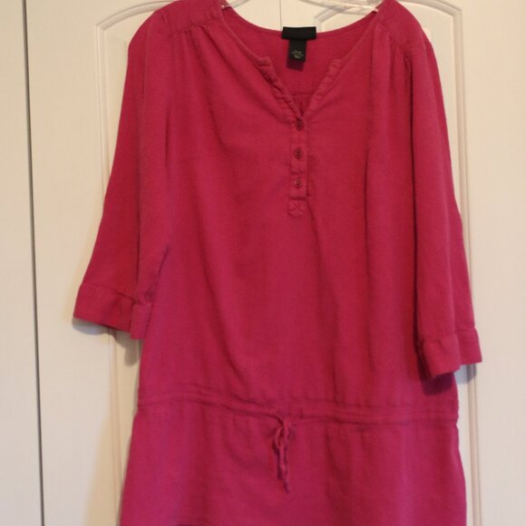 Lane Bryant Size 14-16 Lightweight Pink Gauzy Blouse V-Neck with Buttons Cotton - Picture 1 of 13